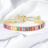 Multi colour rainbow Adjustable Tennis Bracelet